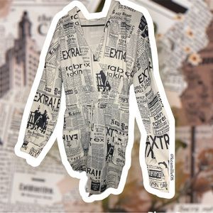Chic Newsprint Hooded Dress